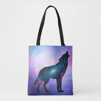 Mystical Howling Wolf Silhouette Tote Tote Bag