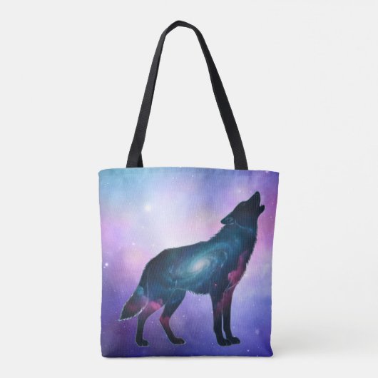 Mystical Howling Wolf Silhouette Tote Tote Bag (Achterkant)