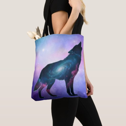 Mystical Howling Wolf Silhouette Tote Tote Bag (Dichtbij)