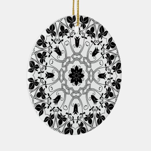 Mystical kerstsierra, zwart-wit Mandala Keramisch Ornament (Rechts)