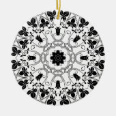 Mystical kerstsierra, zwart-wit Mandala Keramisch Ornament (Voorkant)