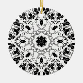 Mystical kerstsierra, zwart-wit Mandala Keramisch Ornament