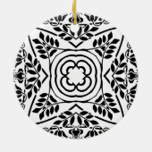 Mystical kerstsierra, zwart-wit Mandala Keramisch Ornament (Achterkant)