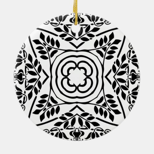 Mystical kerstsierra, zwart-wit Mandala Keramisch Ornament (Achterkant)