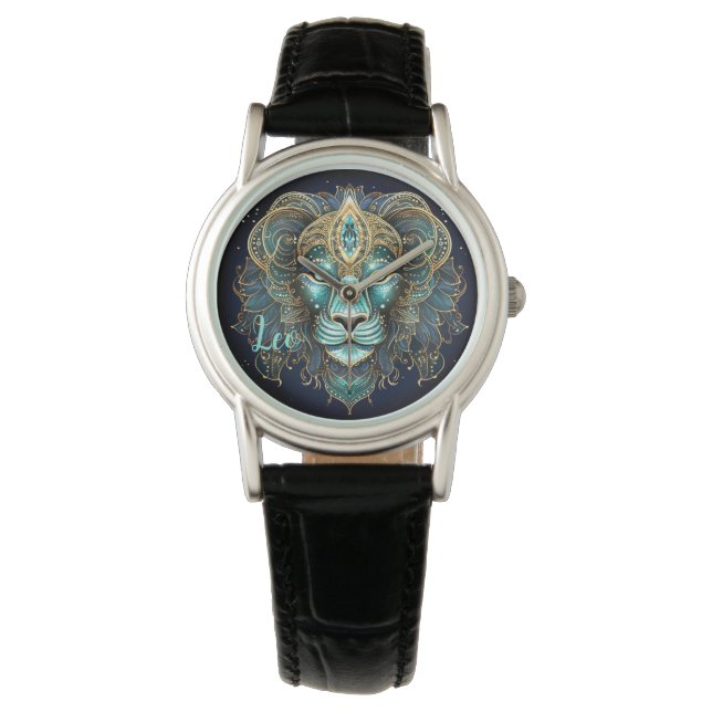 Mystical Leo Zodiac Artwork  Horloge (Voorkant)