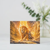 Mystical Leo Zodiac in Fiery Fantasy Scene Briefkaart (Staand voorkant)