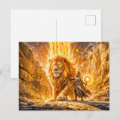 Mystical Leo Zodiac in Fiery Fantasy Scene Briefkaart (Voorkant / Achterkant)