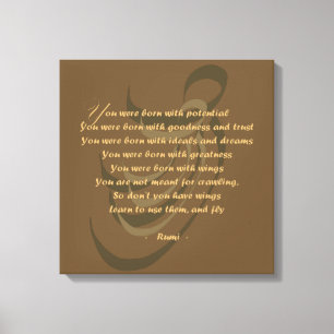 Mystical Letters Rumi Wisdom Canvas Afdruk