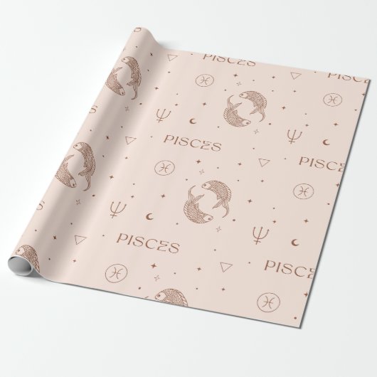 Mystical Libra Zodiac Pattern in Brown & Burgundy Cadeaupapier (Uitgerold)