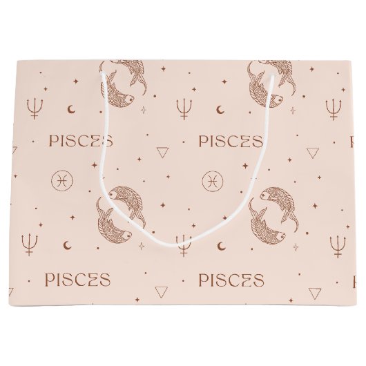 Mystical Libra Zodiac Pattern in Brown & Burgundy Groot Cadeauzakje (Voorkant)