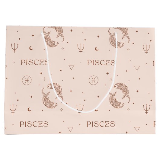 Mystical Libra Zodiac Pattern in Brown & Burgundy Groot Cadeauzakje (Achterkant)