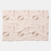 Mystical Libra Zodiac Pattern in Brown & Burgundy Theedoek (Horizontaal)