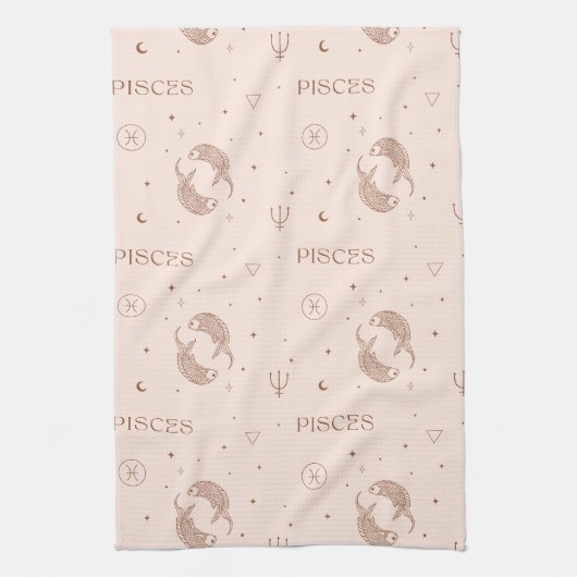 Mystical Libra Zodiac Pattern in Brown & Burgundy Theedoek (Verticaal)