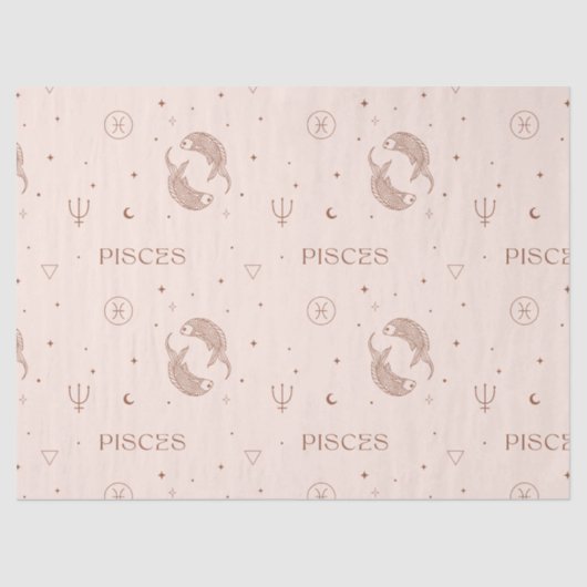 Mystical Libra Zodiac Pattern in Brown & Burgundy Tissuepapier (Voorkant)