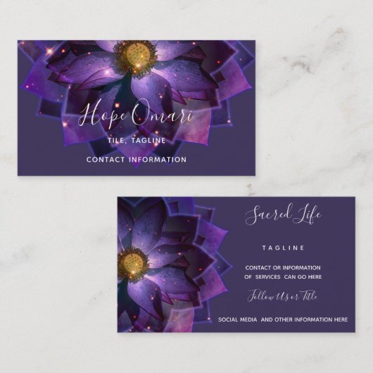 Mystical Lotus Flower Mandala | NEW AGE Visitekaartje (Voorkant / Achterkant)