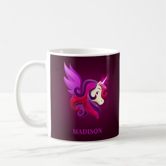 Mystical Magenta Unicorn Persoonlijke naam Koffiemok (Links)