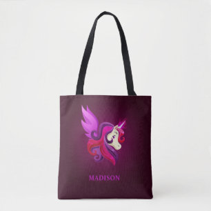 Mystical Magenta Unicorn Persoonlijke naam Tote Bag