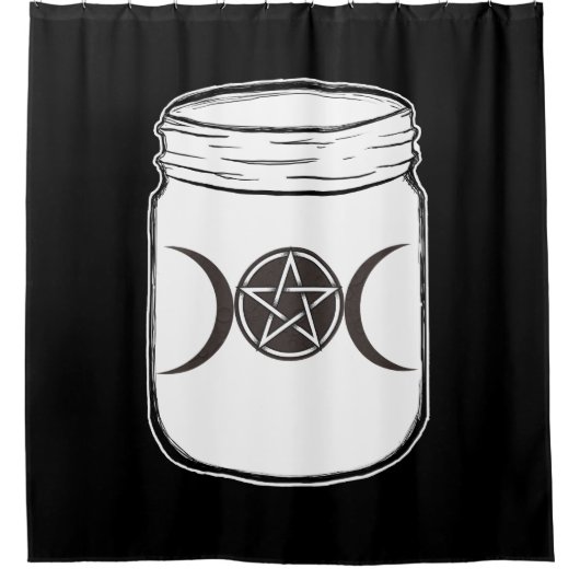 Mystical Magic Moons Triple Goddess Mason Jar Douchegordijn (Voorkant)