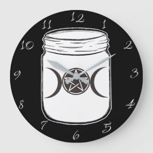 Mystical Magic Moons Triple Goddess Mason Jar Grote Klok