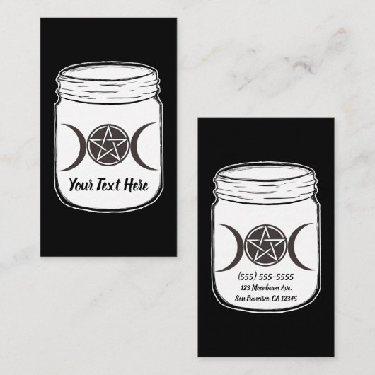 Mystical Magic Moons Triple Goddess Mason Jar Visitekaartje (Voorkant / Achterkant)