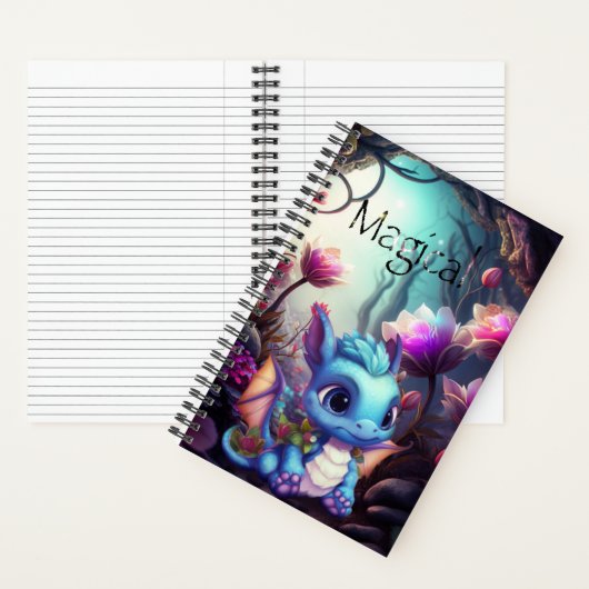 Mystical Magical Baby Blue Dragon Small Notitieboek (Binnen)