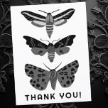 Mystical Magical Moths Black and White DANK U Briefkaart<br><div class="desc">Verander de tekst,  de doopvont en de kleuren van dit klantgerichte briefkaart. Hand getekend door mij voor jou. Bekijk mijn winkel voor meer design of laat me weten of je iets op maat wilt!</div>