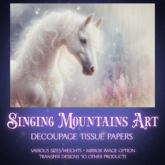 Mystical Mare Horse Sparkle Art Decoupage Tissuepapier