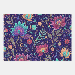 Mystical Midnight Garden Lotus and Moon Inpakpapier Vel
