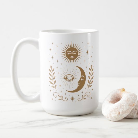 Mystical Midnight Moon & Stars Third Eye Unisex Koffiemok (Met donut)