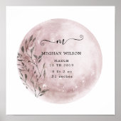 mystical moon blush roze Baby Birth Poster (Voorkant)