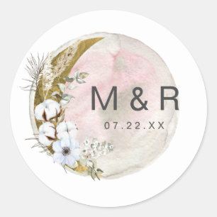mystical moon bohemian roze Monogram Sticker