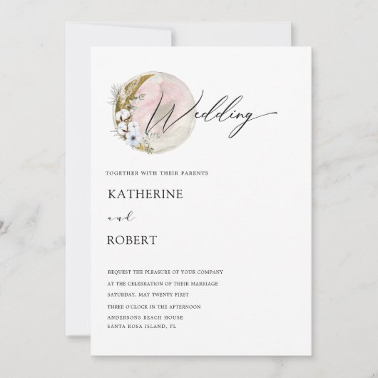 mystical moon bohemian roze Weddenschap Uitnodigin Kaart (Voorkant)