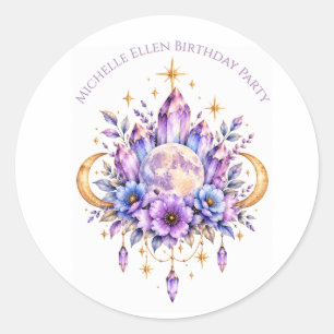 Mystical Moon en Kristallen Verjaardagsfeest Ronde Sticker