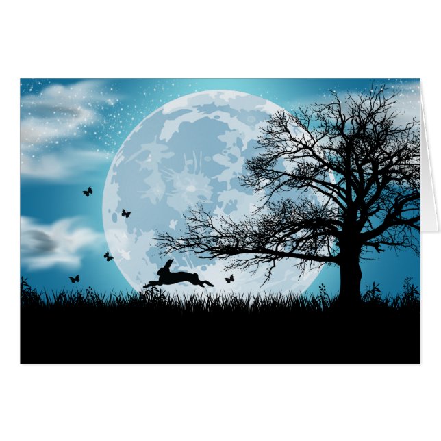 Mystical Moon met Rabbit Silhouette (Voorkant Horizontaal)