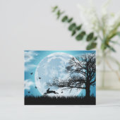 Mystical Moon met Rabbit Silhouette Briefkaart (Staand voorkant)