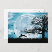 Mystical Moon met Rabbit Silhouette Briefkaart (Voorkant / Achterkant)
