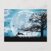 Mystical Moon met Rabbit Silhouette Briefkaart (Voorkant)