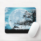 Mystical Moon met Rabbit Silhouette Muismat (Met muis)