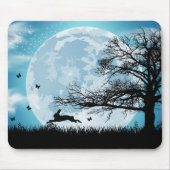 Mystical Moon met Rabbit Silhouette Muismat (Voorkant)