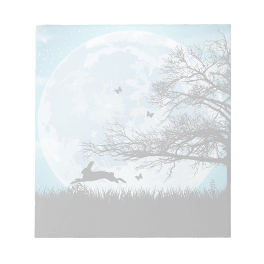 Mystical Moon met Rabbit Silhouette Notitieblok (Voorkant)