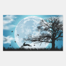 Mystical Moon met Rabbit Silhouette
