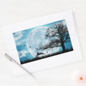 Mystical Moon met Rabbit Silhouette Rechthoekige Sticker (Envelop)