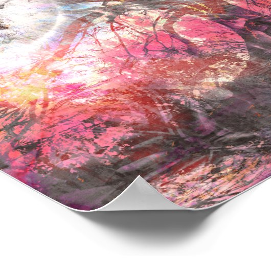 Mystical Moon Tree Fantastisch landschap Poster (Hoek)