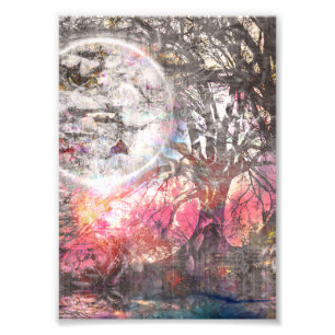 Mystical Moon Tree Foto Afdruk