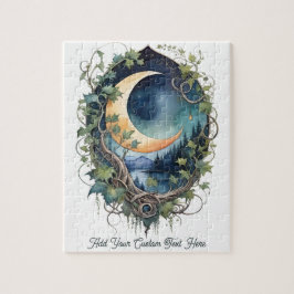 Mystical Moon & Vines Night Sky Custom Text Legpuzzel