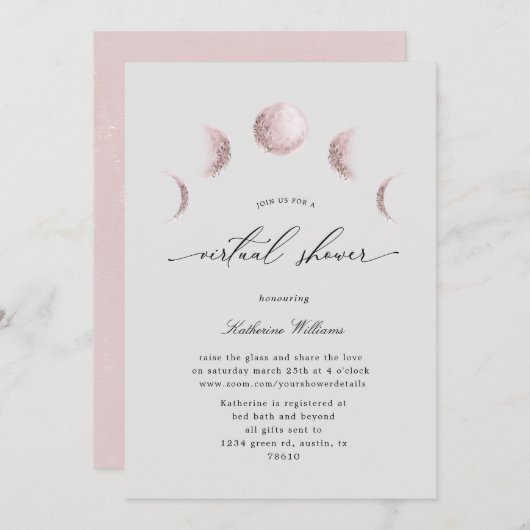 mystical moon virtual baby shower Invitation (Voorkant / Achterkant)