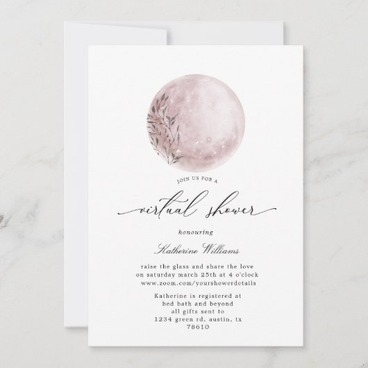 mystical moon virtual baby shower Invitation (Voorkant)
