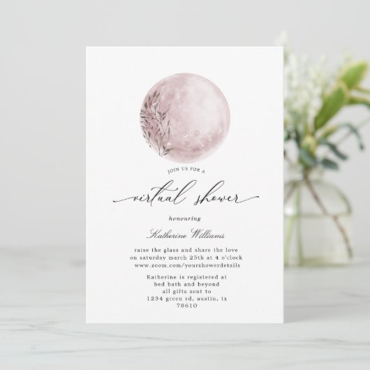 mystical moon virtual baby shower Invitation (Staand voorkant)