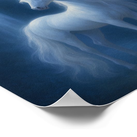 Mystical Moonlight Unicorn & Waterfall Fantasy Art Poster (Hoek)