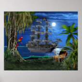 Mystical Moonlit Pirate Ship Poster (Voorkant)
